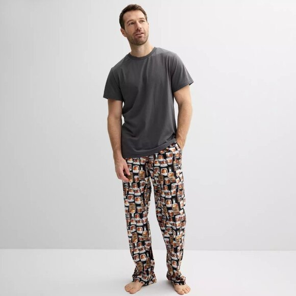 PJs + PANCAKES Whiskey Bottle/Glass Pajama Pants Set - XXL - Picture 1 of 10